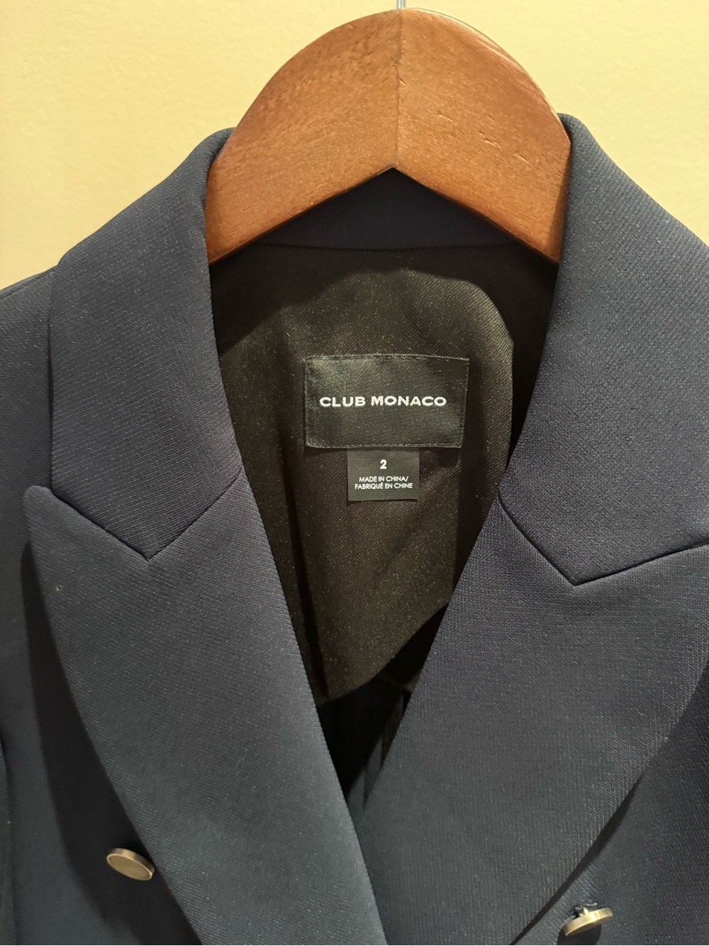 Club Monaco Navy Double-Breasted Gold-Button Blazer - Picture 5 of 7